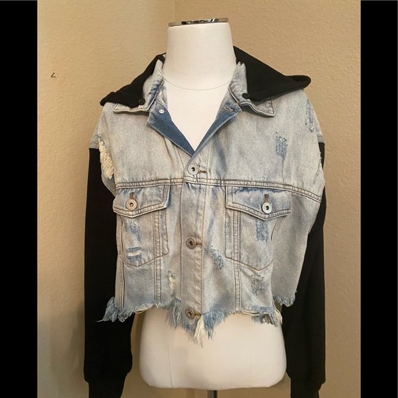 Dance & Marvel Jackets & Coats Dance Marvel Distressed Light Blue